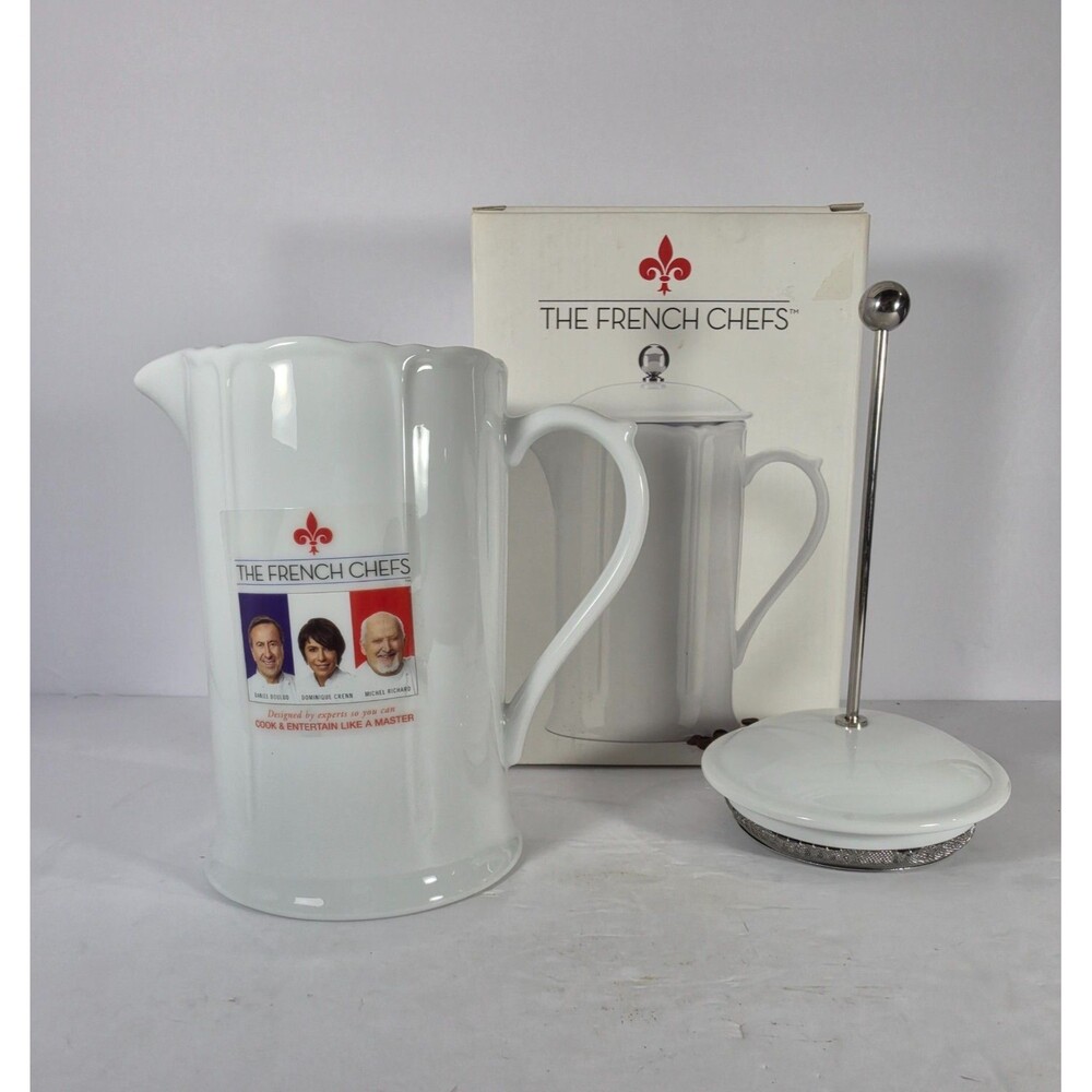 French Chefs (Maria French Press) 36oz White Porcelain Coffee or Tea New in box